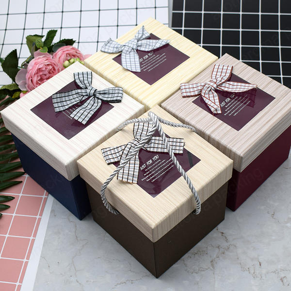 Luxury Square Black Gray Yellow Gift Boxes Wholesale With Lid And Bow Tie