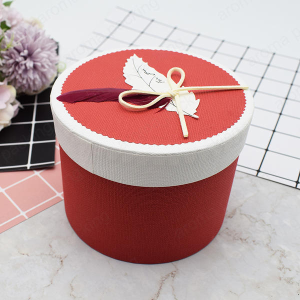 Delicate Diy Leaves Round Gift Box With Lid For Presents,Wedding Christmas Birthdays Gift Packging