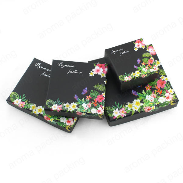 Custom Flower Pattern Black Green Gift Box Supplier For Presents Christmas