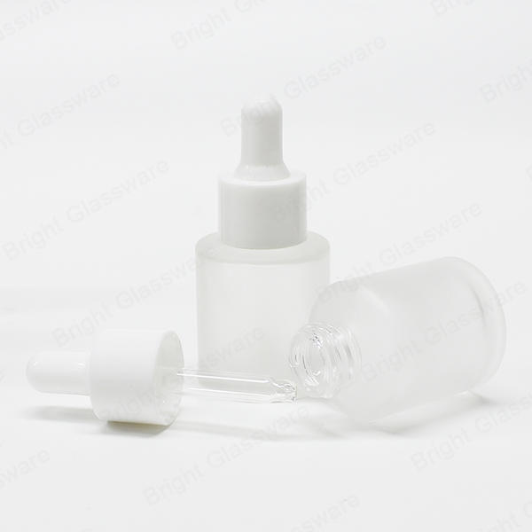 Wholesale 6pc 1oz 2oz 4oz Frosted Flat Shoulder Glass Essential Oil Bottle With Dropper