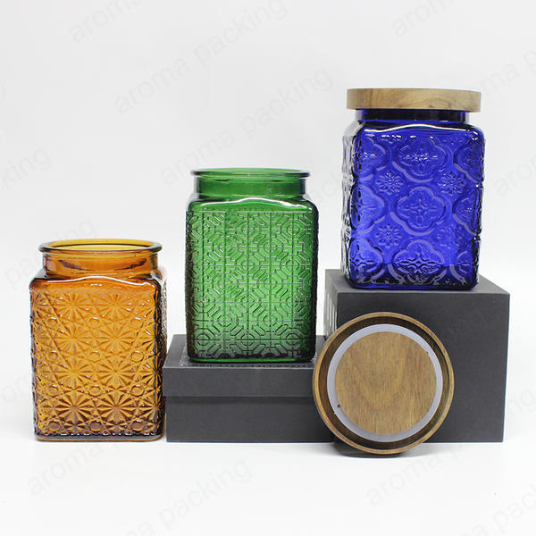 Wholesale Amber Green Blue Glass Storage Jar For Storage Of Solid Liquids