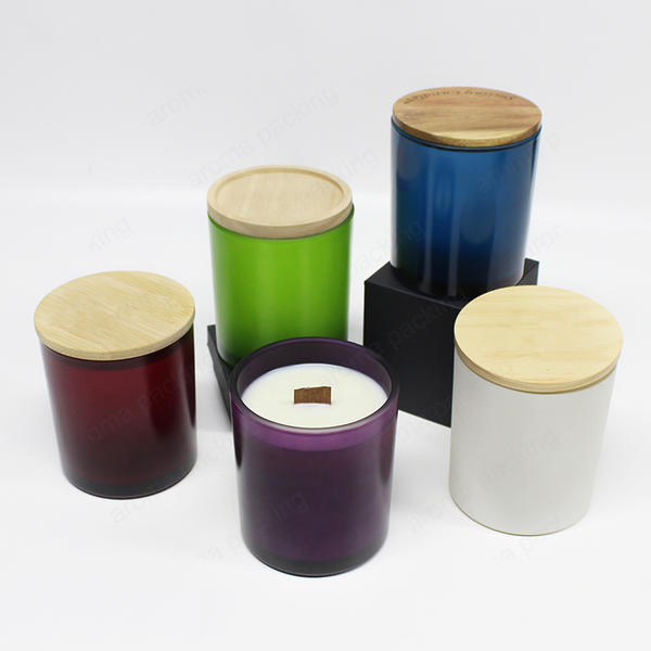 Hot Sale Matte Glass Candle Jar Green Blue Purple White Spray Color Jar For Candle