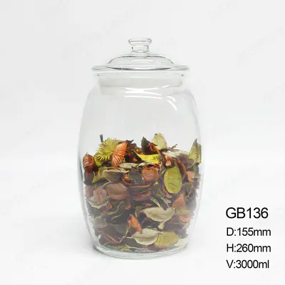 Hot Sale Clear Large Capacity 1500ml 3000ml Glass Storage Jar With Lid