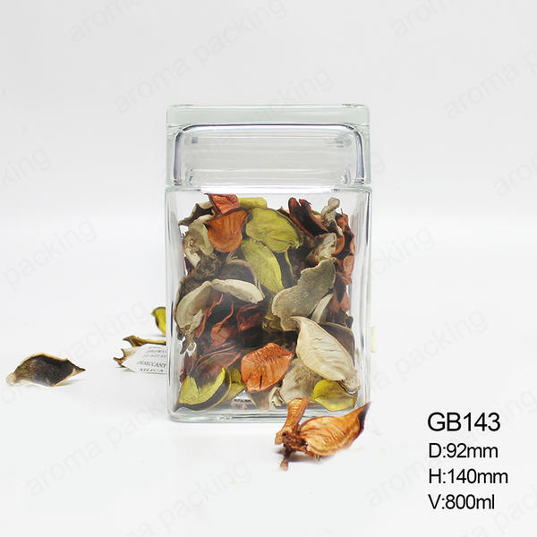Free Sample Round Square 800ml 1000ml Clear Glass Storage Jar With Custom Lid
