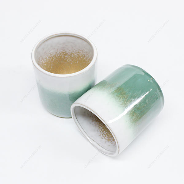 Wholesale Gradient Spray Color Ceramic Candle Jar For Candle Making