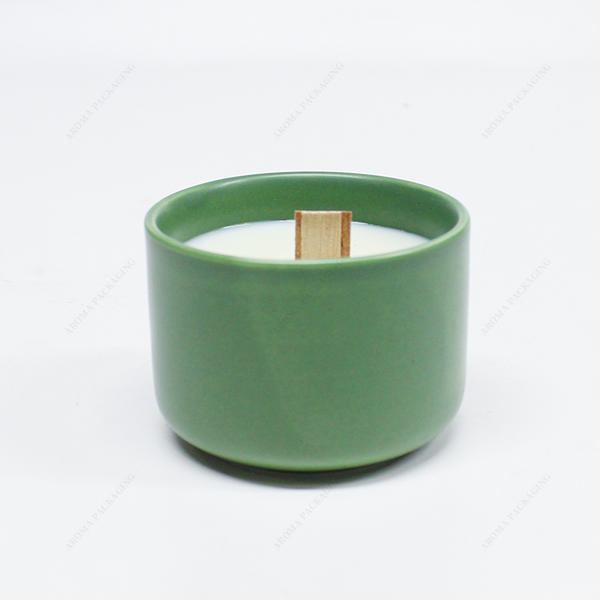 High Quality Spray Color Round Green Ceramic Candle Jar For Candle Making