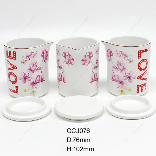 Wholesale Custom Pattern White Ceramic Candle Jar For Candle Making