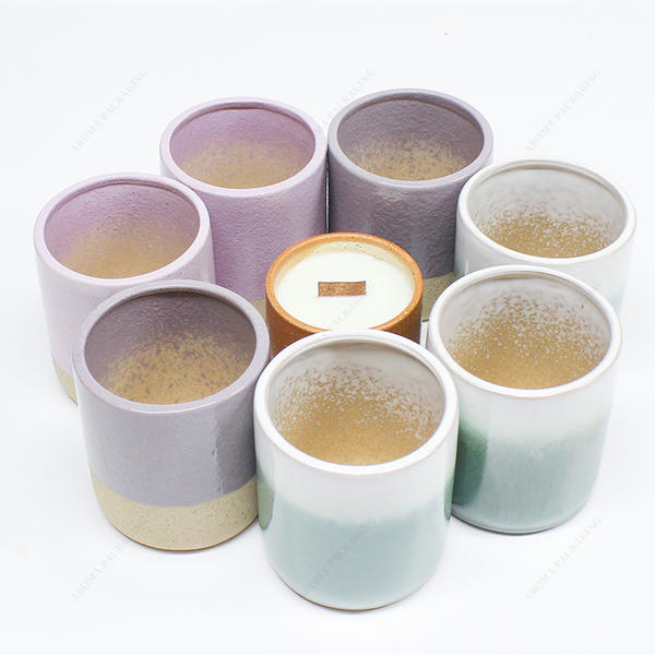 Hot Sale Custom Shape Process Logo Color Round Matte Ceramic Candle Jar With Lid