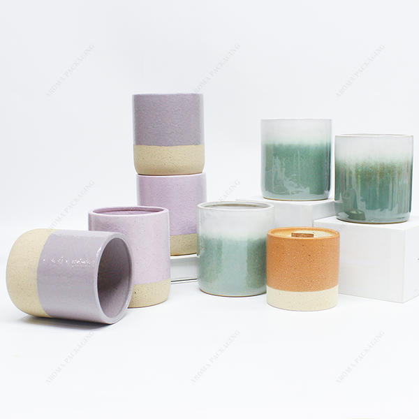 Hot Sale Custom Shape Process Logo Color Round Matte Ceramic Candle Jar With Lid