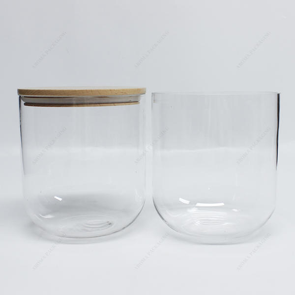 High Quality Large Capacity Round Bottom 40oz Glass Storage Jar With Bamboo Lid