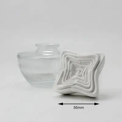 卸売高級丸型透明ガラスディフューザーボトル、カスタム形状石膏ディフューザー付き