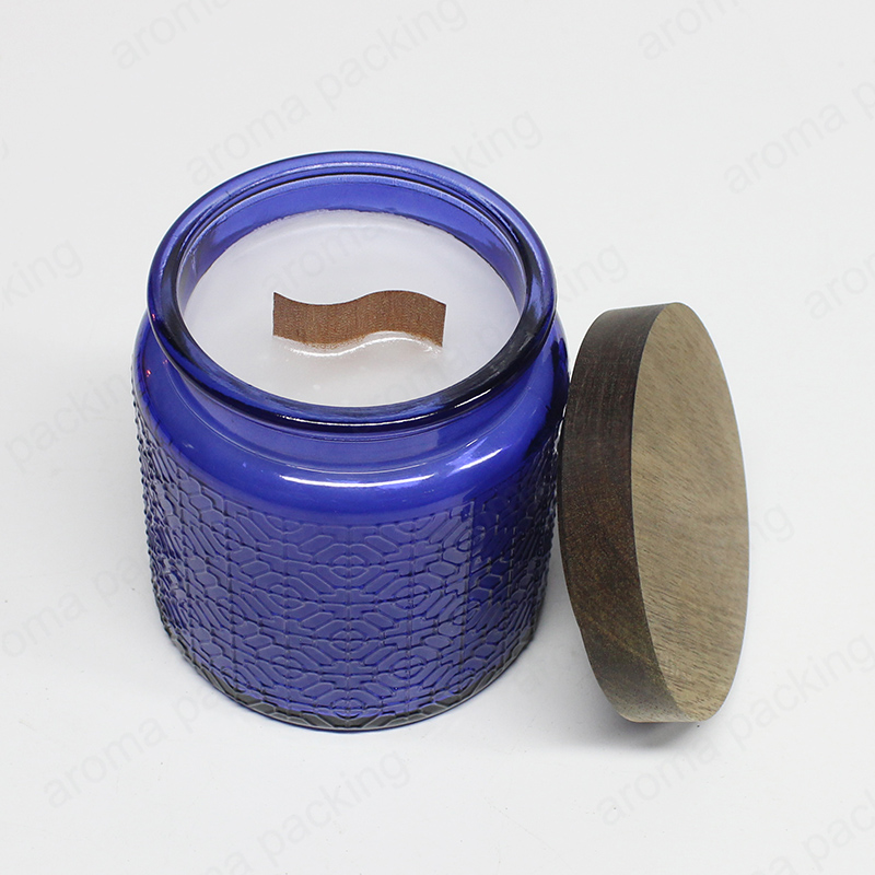 Luxury Soy Wax Glass Storage Jar Blue Candle Jar For Candle Storage