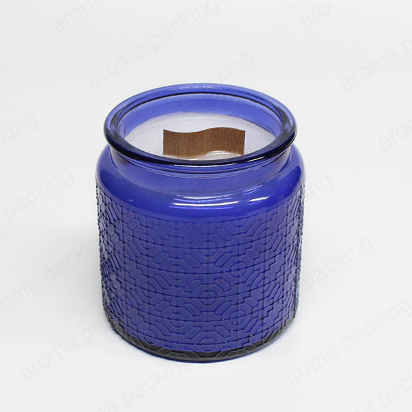 Luxury Soy Wax Glass Storage Jar Blue Candle Jar For Candle Storage