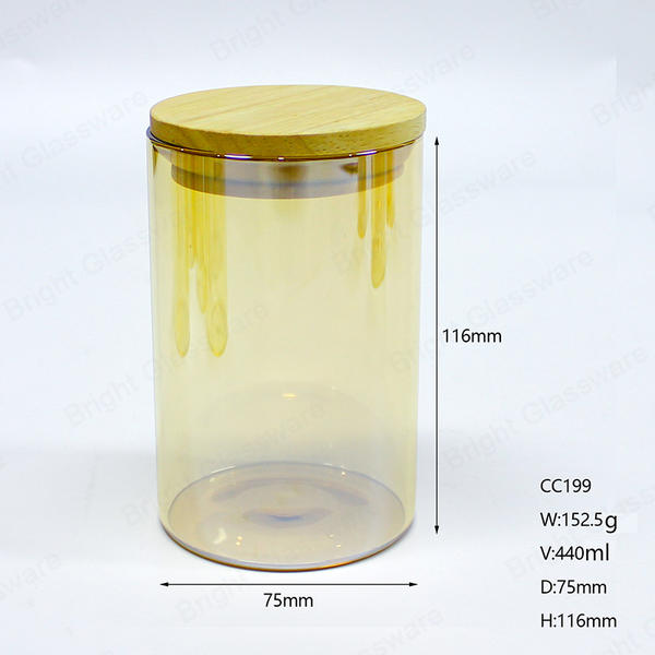 Wholesale Luxury Round Heat-Resistant Borosilicate Glass Jar With Bamboo Lid