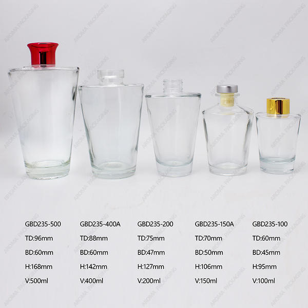 High Quality Flat Shoulder Round Glass Diffuser Bottle With Custom Lid Size