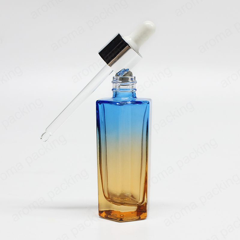Hot Sale 50ml Custom Gradient Color Glass Essential Oil Bottle With Dropper