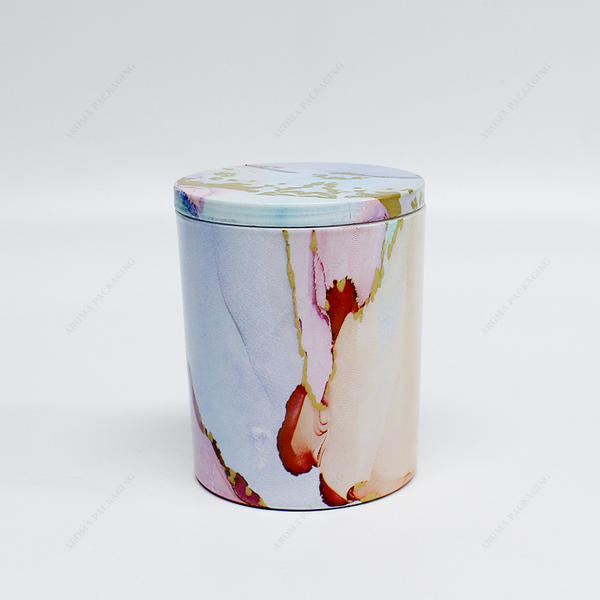 Wholesale Luxury Water Transfer Printing Glass Candle Jar With Box And Lid