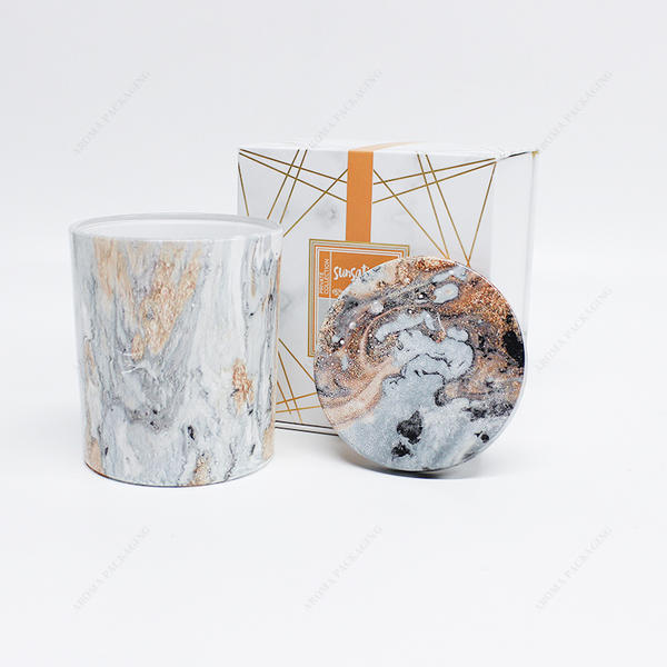 High Quality Custom Lid Luxury Water Transfer Printing Glass Candle Jar For Candle Making