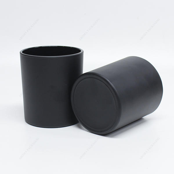 Free Sample Luxury Matte Luxury Black Glass Candle Jar With Lid And Box For Deco
