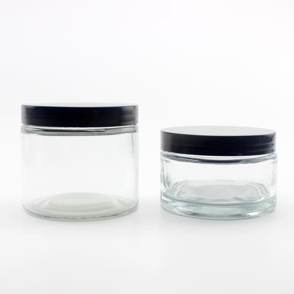 Hot Sale Round Bottom Clear Glass Cream Jar With Liner And Custom Lid For Skincare