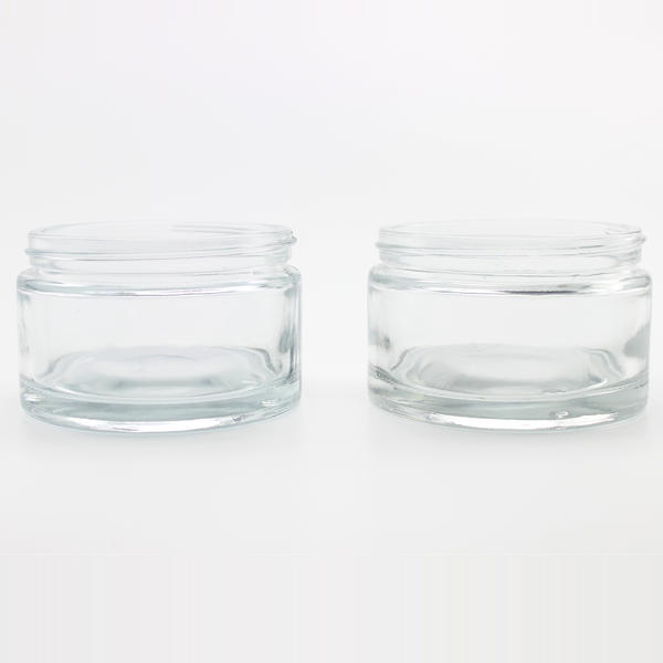 Hot Sale Round Bottom Clear Glass Cream Jar With Liner And Custom Lid For Skincare