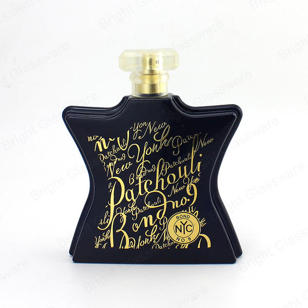 High Quality Luxury Pentagonal Black Custom Logo Glass Perfume Bottle With Top