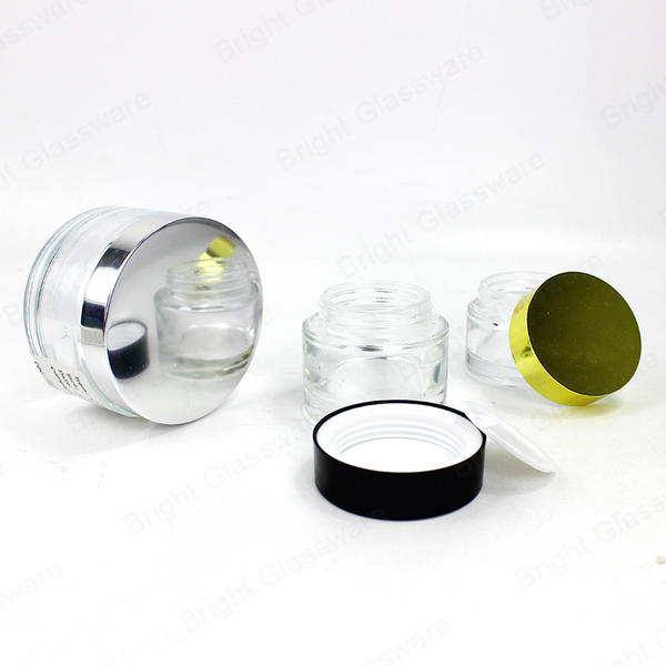 High Quality Thin And Thick Bottom Round Glass Cream Jar With Plastic Metal Cap