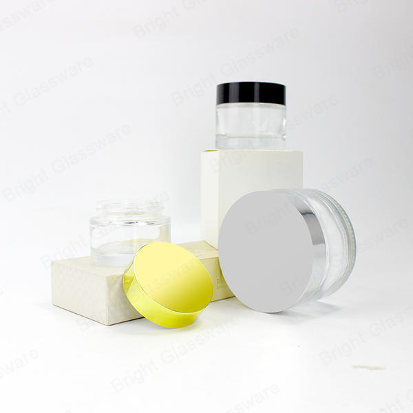 High Quality Thin And Thick Bottom Round Glass Cream Jar With Plastic Metal Cap