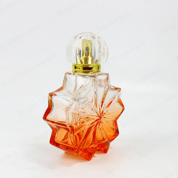 Factory Made Custom Shape Process Gradient Color Glass Perfume Bottle With Spray Pump