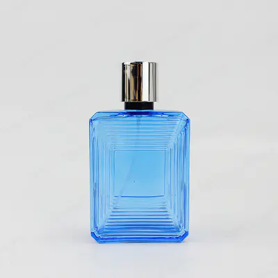 卸売工場エンボス加工スクエアガラス香水瓶、パーソナルケア用キャップ付き