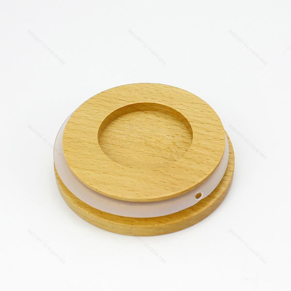 Wholesale Custom Shape Candle Bamboo Lid Round Square Cap With Silicone Ring