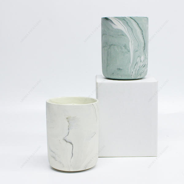 The Latest Art Spray Color White Green Ceramic Candle Jar For Candle