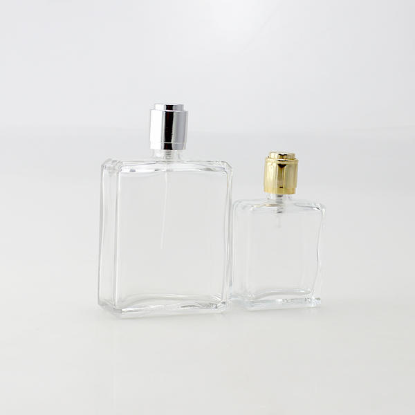 Free Sample For Square Clear Glass Perfume Bottle With Metal Cap For Skincare