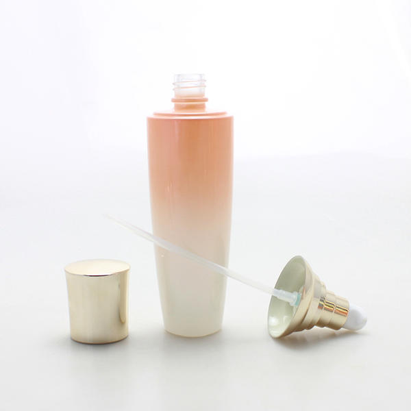 Free Sample Round Gradient Pink Glass Perfume Bottle With Metal Cap For Personal Care