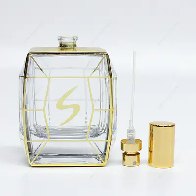無料サンプル新しいスタイルのシルクスクリーンカスタムロゴガラス香水瓶 内層付き
