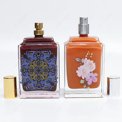 Free Sample Decal Custom Pattern Spray Color Glass Perfume Bottle With Metal Pump