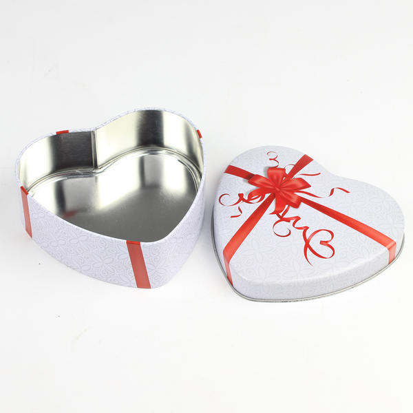 Free Sample For Heart Shape Custom Color Tinplate Jar With Ribbon For Storage