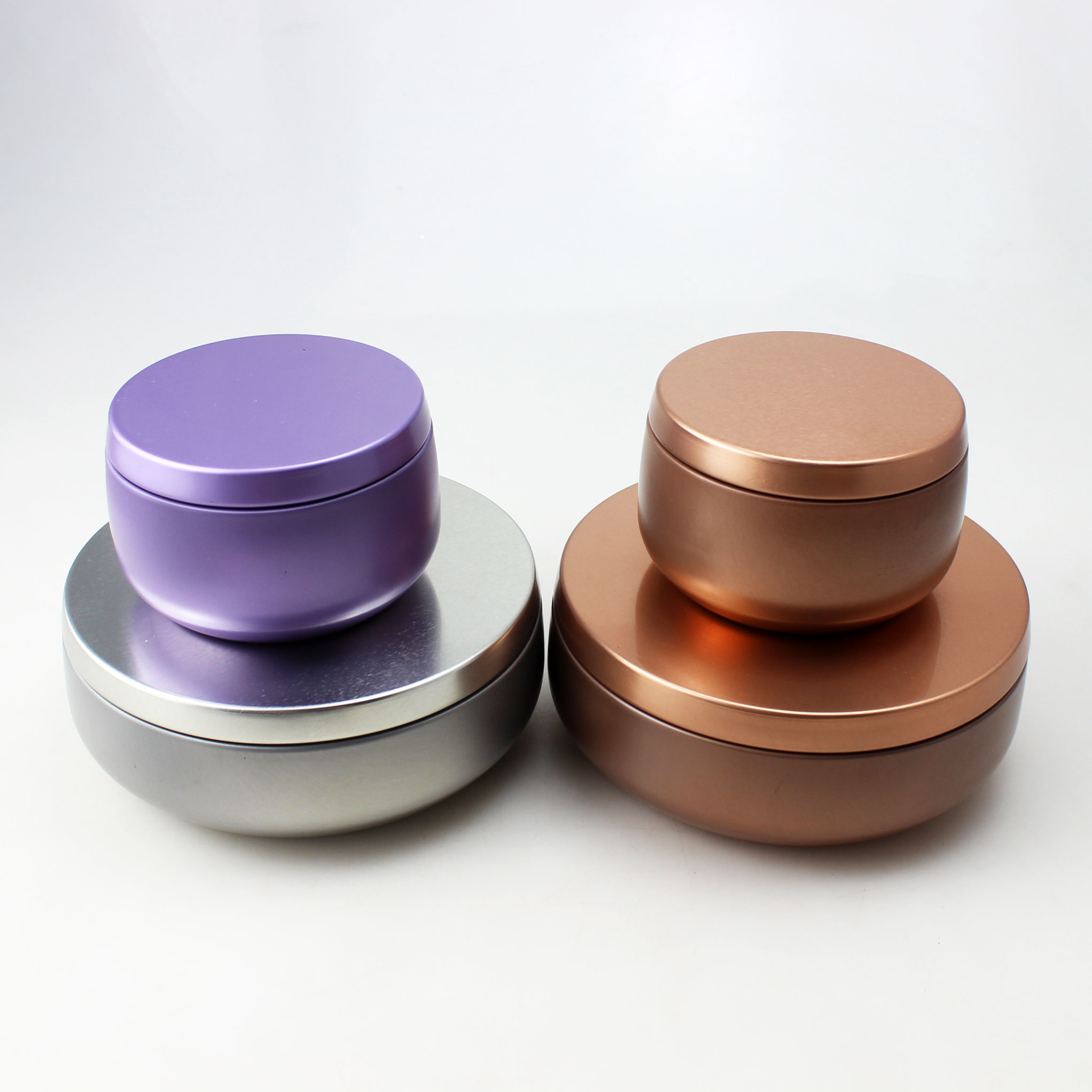 Free Sample Rose Gold Purple Round Custom Size Tinplate Jar With Lid