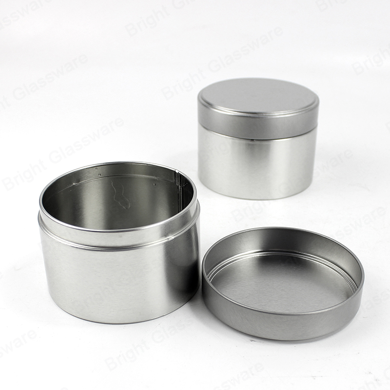 Free Sample 4oz 6oz 8oz 12oz 16oz Silver Tinplate Jar With Lid For Candle