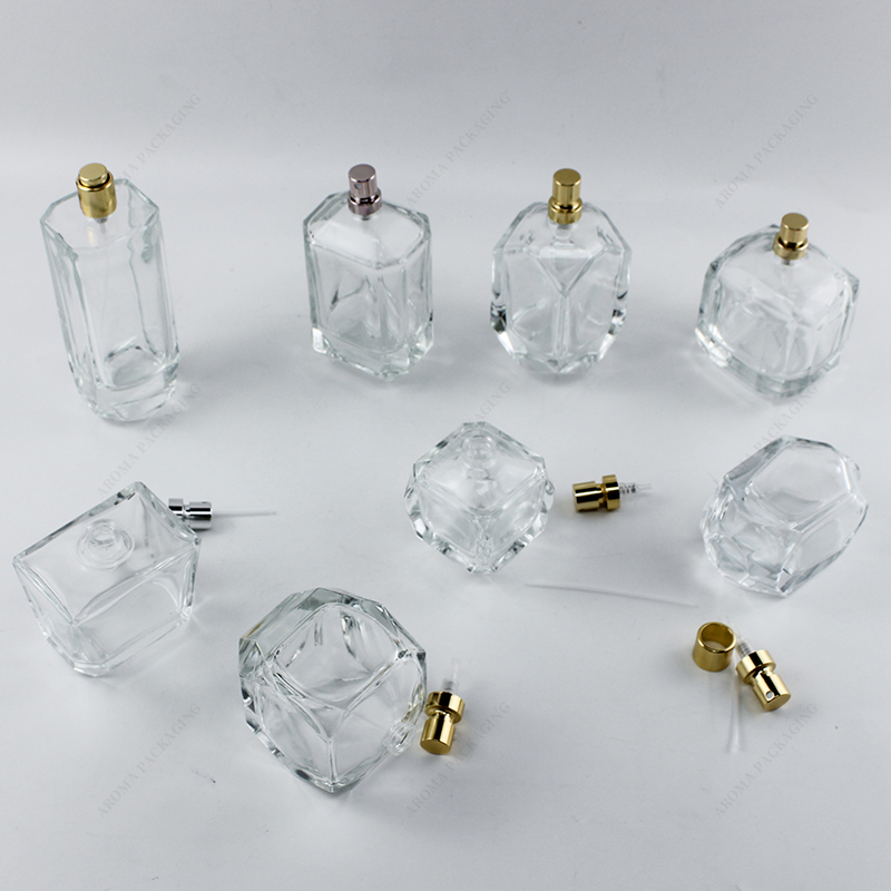 Free Sample Octagon Glass Perfume Bottle Multi-Custom Shape 30ml 50ml 100ml 200ml 