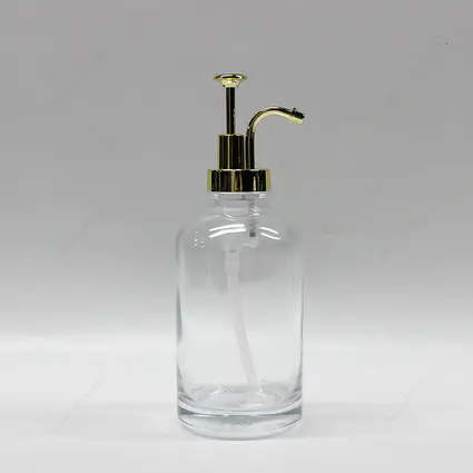Free Sample 220*55mm Round 500ml Clear Glass Lotion Bottle With Pump
