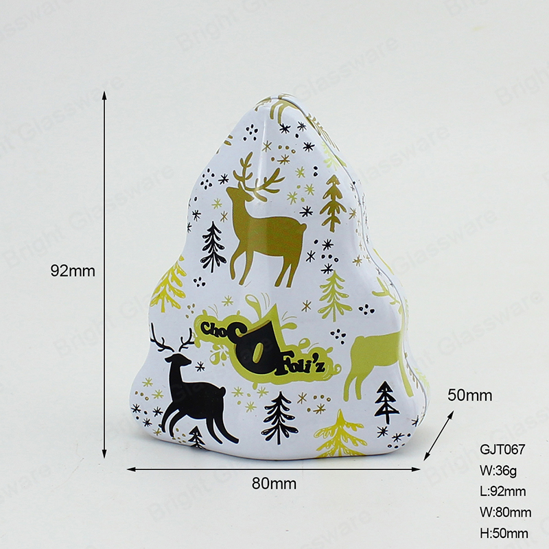Art Christmas Tree Shapes 92*80*50mm GJT067 Tinplate Jar with Cartoon Character