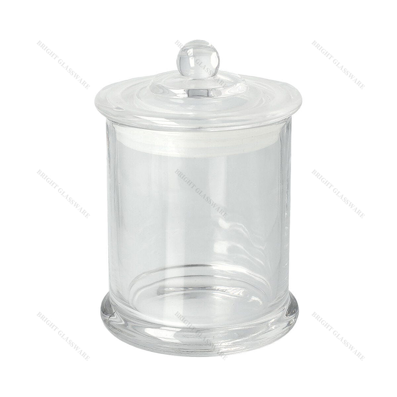 Factory Made Danube Candle Jar Clear Frosted Black GJ004 with Lid