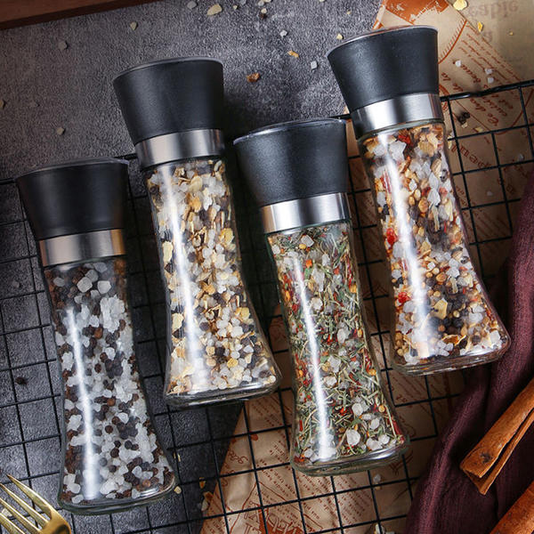180ml 200ml Grinder Set Stainless Steel Refillable Salt & Peppercorn Shakers 
