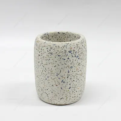 Pretty Pattern Round Matte White Concrete Candle Jar with Lid for Decoration