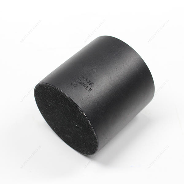 Straight Edge Round Matte Black Concrete Candle Jar with Lid for Decoration