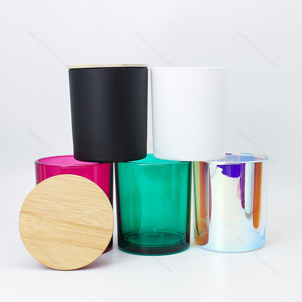 Free Sample Spray Color Electroplated Round Glass Candle Jar BGC9010 with Lid