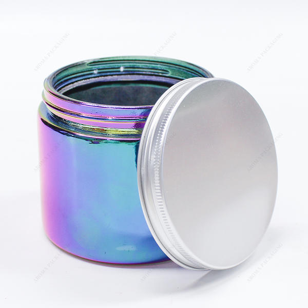 Free Sample Electroplated Round Glass Candle Jar with Lid Accept Customization