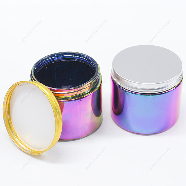 Free Sample Electroplated Round Glass Candle Jar with Lid Accept Customization