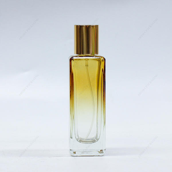 Factory Made Square Glass Perfume Bottle Gradient Color GBC223 with Metal Cap